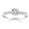14k White Gold Shared Prong Accent Diamond Engagement Ring